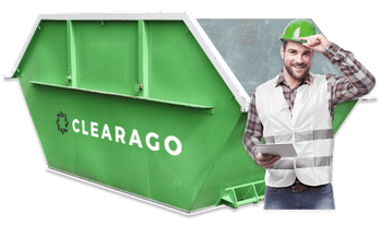 Clearago Container mit Bauarbeiter